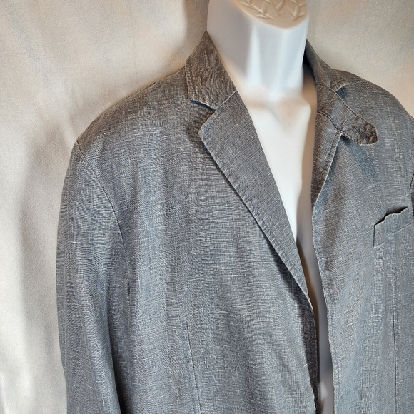 INC 100% Linen Blue Blazer Jacket Mens Size Large - Picture 8 of 12